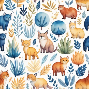 Preview of Animals Watercolor Background / Digital Paper Clip Art / Clipart