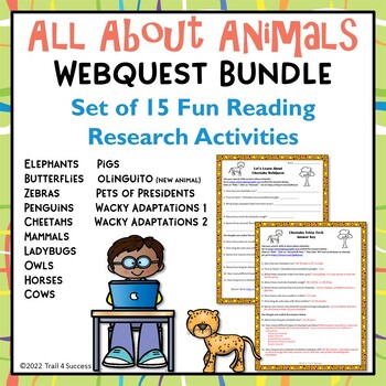 Preview of Animals Webquest Bundle Worksheets 15 Internet Reading Research Activities