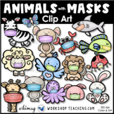 Animals With Masks Distance Learning Clip Art