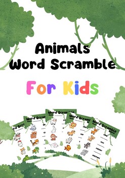 Preview of Animals Word Scramble For Kids