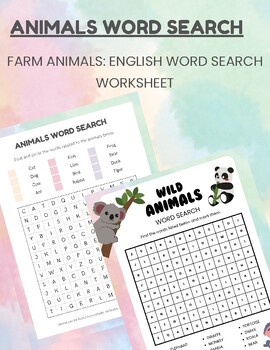Animals Word Search Worksheet, by creativity023 | TPT