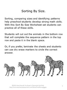 free distance learning animals zoo sorting cut paste kindergarten