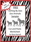 FREE  Zoo Animals Sort by Size Kindergarten Cut and Paste Worksheets Special Ed