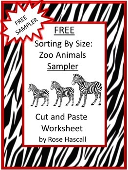 free zoo animals sort by size kindergarten cut and paste worksheets special ed