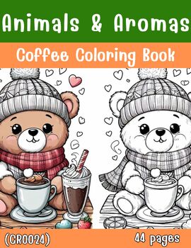 Preview of Animals and Aromas Coffee(CR0024)Coloring Book,Pages,Activities'Fun,Gift For