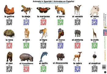 Spanish Animals and Common Objects (108 images with spelling and audio)
