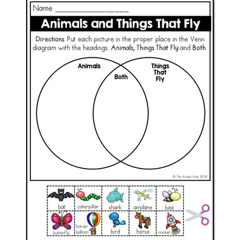 Preview of Animals and Flying Things Venn Diagram Worksheet