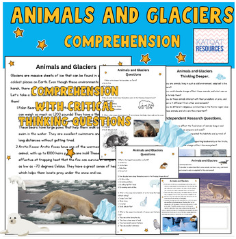 Preview of Animals and Glaciers - Comprehension & Critical Thinking Skills