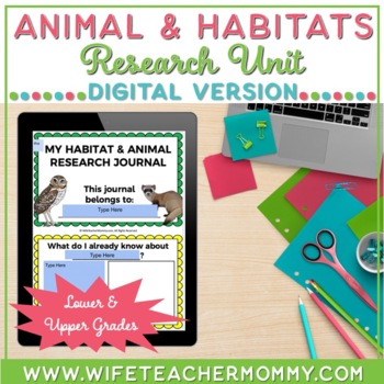Preview of Animals and Habitats Research Unit | Lower and Upper Grades (Digital Version)