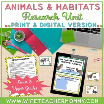 Preview of Animals and Habitats Research Unit | Lower and Upper Grades (Digital and Print)