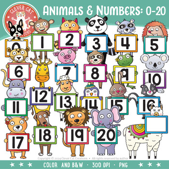 Preview of Animals and Numbers Clipart 0-20