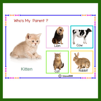 Animals and Their Babies 2 Level Matching Activity Boom Cards and Printable