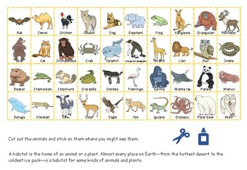 Preview of Animals and Their Habitats Matching Activity Where is My Home? NO QR code