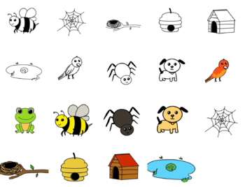 Preview of Animals and Their Homes clipart (Black and White version)