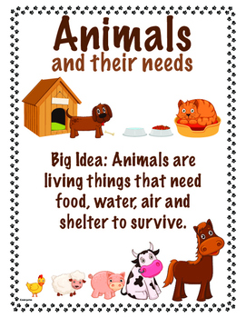 Animals and Their Needs by Design Keeper | TPT