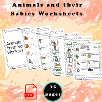 Animals and their Babies Worksheets by super kidspro | TPT