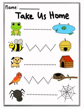 Preview of Animals and their Homes worksheet for PreK and K
