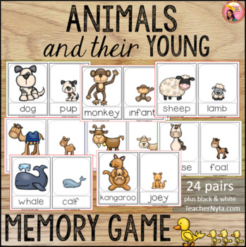 Preview of Animals and their Young - Memory Game