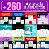 +260 Animals coloring activities for kids: dot-to-dot, col