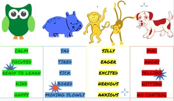 Preview of Animals for Zones-inspired Emotional Regulation