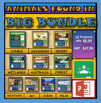 Preview of Animals found in ... Mega Bundle : Google Slides + PPT+ Worksheets (DL)