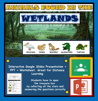 Preview of Animals found in Wetlands: Google Slides, Distance Learning + PPT+Worksheet