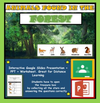 Preview of Animals found in the forest: Google Slides, Distance Learning + PPT+Worksheet