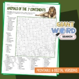 Continents Animals Word Search North South America Africa 