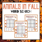 Animals in Fall Word Search Puzzles | Fall Activities