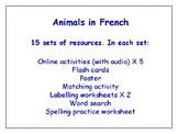 Animals in French Bundle - Worksheets, Games, Activities &