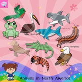 Animals in North America ClipArt, Coloring Pages, worksheet
