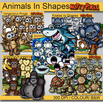 Preview of Animals in Shapes - Shapes Clip Art Bundle