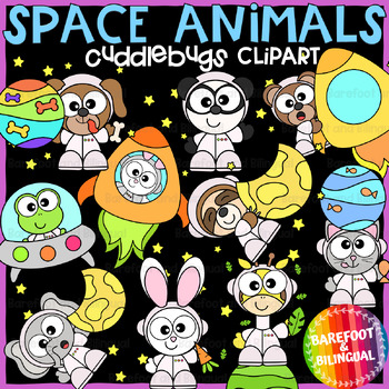 Preview of Animals in Space Clipart - Cuddlebugs Collection