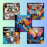 Animals in Space Coloring Printable Bundle 5-in-1!