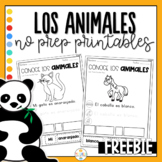 Animals in Spanish Build a Sentence Worksheets - Los Animales