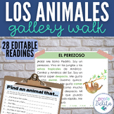 Gallery Walk of Animals in Spanish Readings - 28 Editable 