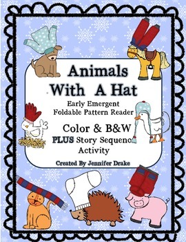 Preview of Animals With A Hat Early Emergent Foldable Reader ~PLUS Printable~