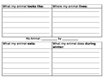 Preview of Animals in Winter Graphic Organizer and Poster (images are from google clip art)