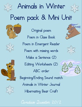 Preview of Animals in Winter Poem Pack/Mini Unit