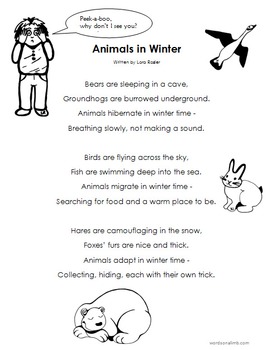 Animals in Winter - Poem and Cross-Curricular Teaching Kit by Words On a  Limb