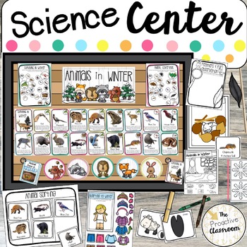 Preview of Animals in Winter Science Center | Word Wall Cards | Preschool | Kindergarten