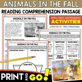 Animals in the Fall Reading Comprehension Passage and Questions