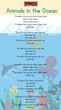 Animals in the Ocean -lyrics of The Kiboomers (lyrics chart) | TPT