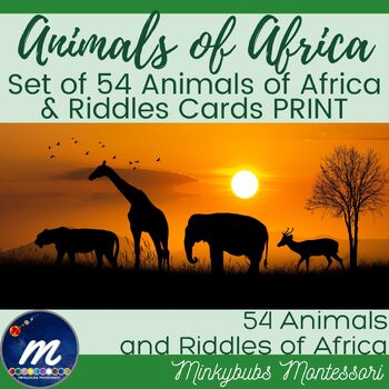 Preview of Animals of Africa 3 and 4 Part Cards and Animal Riddle Cards 54 Sets in PRINT
