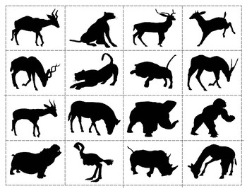 animals of africa mini shadow matching cards tpt