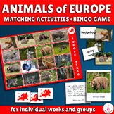 Animals of Europe Continent Bingo Activity Cards Montessori