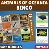 Animals of Oceania Australia Bingo Game Activity with Ridd