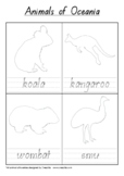 Animals of Oceania Coloring and Tracing Booklet