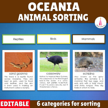 Animals of Oceania and Australia Montessori Sorting Activity | Continent  Study