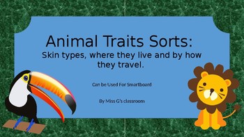 Preview of Animals of different habitats traits sorts- skin, travel and live- Smartboard